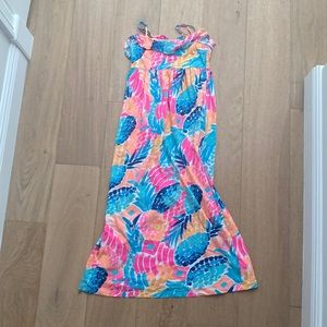 Lilly Pulitzer Bright Pineapple Maxi Dress Girls Size L 8-10